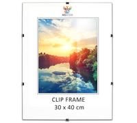 MG Design Cornice Clip 30 x 40 cm - a giorno senza cornice con vetro acrilico e pannello HDF, verticale o orizzontale, per foto, poster, certificati e puzzle