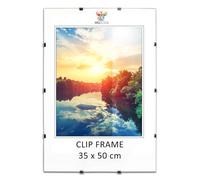 MG Design Cornice Clip 35 x 50 cm - a giorno senza cornice con vetro acrilico e pannello HDF, verticale o orizzontale, per foto, poster, certificati e puzzle