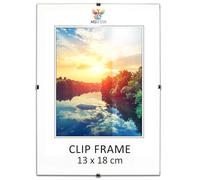 MG Design Cornice con clip, 13 x 18 cm, in vetro acrilico infrangibile facile da appendere, per poster, foto e certificati