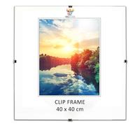 MG Design Cornice con clip, 40 x 40 cm, in vetro acrilico infrangibile, facile da appendere, per poster, foto e certificati