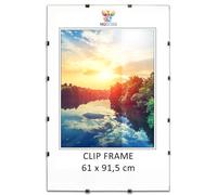 MG Design Cornice con clip da 61 x 91,5 cm, in vetro acrilico infrangibile facile da appendere, per poster, foto e certificati