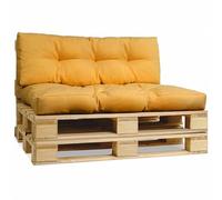 MG Design Cuscini da esterno per arredo giardino in bancali legno 40x120 cm, 80x120 cm giallo - in tessuto spesso per mobili da esterno - set di 2 cuscini per pallet
