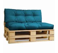 MG Design Cuscini da esterno per arredo giardino in bancali legno 40x120 cm, 80x120 cm turchese - in tessuto spesso per mobili da esterno - set di 2 cuscini per pallet