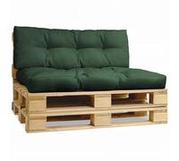 MG Design Cuscini da esterno per arredo giardino in bancali legno 40x120 cm, 80x120 cm verde scuro - in tessuto spesso per mobili da esterno - set di 2 cuscini per pallet
