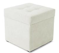 MG Design Pouf contenitore imbottito 45 x 45 cm Bianco - capacità ca.50L, fino a 300 kg, superficie strutturata e morbida, già montato e facile da pulire