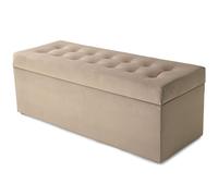 MG Design Pouf imbottito, 45 x 120 cm, grigio seduta soffice, apribile con spazio di archiviazione (143 l), capacità di carico 100 kg, marrone chiaro