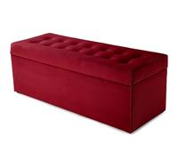 MG Design Pouf imbottito, 45 x 120 cm, grigio seduta soffice, apribile con spazio di archiviazione (143 l), capacità di carico 100 kg, rosso scuro
