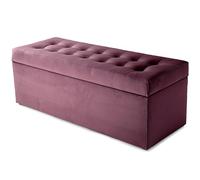 MG Design Pouf imbottito, 45 x 120 cm, grigio seduta soffice, apribile con spazio di archiviazione (143 l), capacità di carico 100 kg, prugna