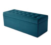 MG Design Pouf imbottito, 45 x 120 cm, grigio seduta soffice, apribile con spazio di archiviazione (143 l), capacità di carico 100 kg, ciano