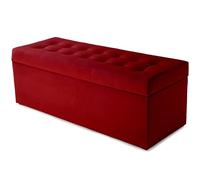 MG Design Pouf imbottito, 45 x 120 cm, grigio seduta soffice, apribile con spazio di archiviazione (143 l), capacità di carico 100 kg, rosso