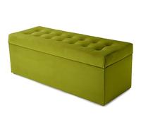 MG Design Pouf imbottito, 45 x 120 cm, grigio seduta soffice, apribile con spazio di archiviazione (143 l), capacità di carico 100 kg, oliva