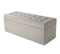 MG Design Pouf imbottito, 45 x 120 cm, grigio seduta soffice, apribile con spazio di archiviazione (143 l), capacità di carico 100 kg, beige chiaro