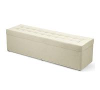 Mg Design Pouf imbottito 45x160 cm, colore beige chiaro - seduta morbida, apribile con vano portaoggetti supporta un carico fino a 300 kg - pouf per soggiorno, camera da letto, ingresso