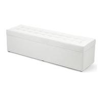 Mg Design Pouf imbottito 45x160 cm, colore bianco - seduta morbida, apribile con vano portaoggetti supporta un carico fino a 300 kg - pouf per soggiorno, camera da letto, ingresso