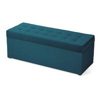 Mg Design Pouf imbottito 45x160 cm, colore blu mare - seduta morbida, apribile con vano portaoggetti supporta un carico fino a 300 kg - pouf per soggiorno, camera da letto, ingresso