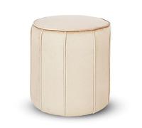 MG Design Pouf rotondo imbottito 42 x 45,5 cm in Beige con cuciture decorative - Seduta compatta per salotto o camera da letto