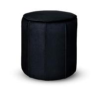 MG Design Pouf rotondo imbottito 42 x 45,5 cm in Blu navy con cuciture decorative - Seduta compatta per salotto o camera da letto