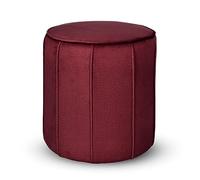 MG Design Pouf rotondo imbottito 42 x 45,5 cm in Bordeaux con cuciture decorative - Seduta compatta per salotto o camera da letto