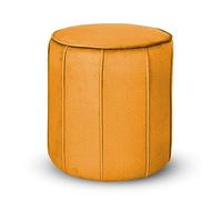 MG Design Pouf rotondo imbottito 42 x 45,5 cm in Giallo con cuciture decorative - Seduta compatta per salotto o camera da letto