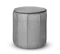 MG Design Pouf rotondo imbottito 42 x 45,5 cm in Grigio con cuciture decorative - Seduta compatta per salotto o camera da letto