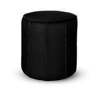 MG Design Pouf rotondo imbottito 42 x 45,5 cm in Nero con cuciture decorative - Seduta compatta per salotto o camera da letto