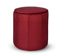MG Design Pouf rotondo imbottito 42 x 45,5 cm in Rosso con cuciture decorative - Seduta compatta per salotto o camera da letto
