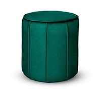 MG Design Pouf rotondo imbottito 42 x 45,5 cm in Verde con cuciture decorative - Seduta compatta per salotto o camera da letto