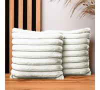 MG Design Set da 2 federe decorative 30 x 30 cm Bianco - con cerniera, effetto pelliccia lunga morbidissima, facili da pulire