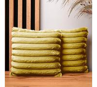 MG Design Set da 2 federe decorative 30 x 30 cm Giallo - con cerniera, effetto pelliccia lunga morbidissima, facili da pulire
