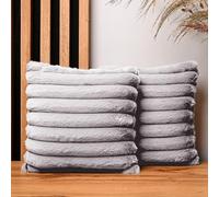 MG Design Set da 2 federe decorative 30 x 30 cm Grigio - con cerniera, effetto pelliccia lunga morbidissima, facili da pulire