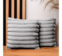 MG Design Set da 2 federe decorative 30 x 30 cm Grigio - con cerniera, effetto pelliccia lunga morbidissima, facili da pulire