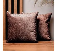 MG Design Set da 2 federe decorative 30 x 30 cm Marrone - con cerniera, velluto goffrato effetto goccia, morbide e facili da pulire