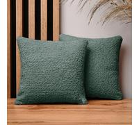 MG Design Set da 2 federe decorative 30 x 30 cm Verde - con cerniera, morbide al tatto effetto ciniglia, facili da pulire