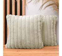 MG Design Set da 2 federe decorative 35 x 35 cm Beige - con cerniera, effetto pelliccia lunga morbidissima, facili da pulire