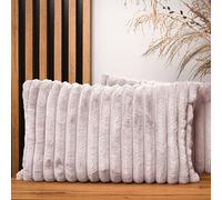 MG Design Set da 2 federe decorative 40 x 60 cm Rosa - con cerniera, effetto pelliccia lunga morbidissima, facili da pulire