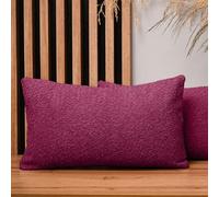 MG Design Set da 2 federe decorative 40 x 80 cm Rosa - con cerniera, morbide al tatto effetto ciniglia, facili da pulire