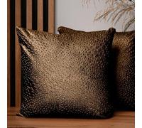 MG Design Set da 2 federe decorative 45 x 45 cm Marrone - con cerniera, velluto goffrato effetto goccia, morbide e facili da pulire