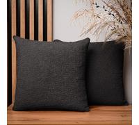 MG Design Set da 2 federe decorative 45 x 45 cm Nero - con cerniera, morbide al tatto effetto ciniglia, facili da pulire