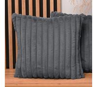 MG Design Set da 2 federe decorative 50 x 50 cm Grigio - con cerniera, effetto pelliccia lunga morbidissima, facili da pulire