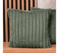 MG Design Set da 2 federe decorative 50 x 50 cm Verde - con cerniera, effetto pelliccia lunga morbidissima, facili da pulire