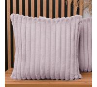 MG Design Set da 2 federe decorative 55 x 55 cm Viola - con cerniera, effetto pelliccia lunga morbidissima, facili da pulire