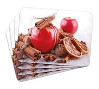 MG Design Set di 4 tovagliette in sughero - Apple 1 - 30 × 40 cm - resistenti al calore, antiscivolo e facili da pulire, con base in sughero naturale