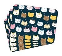 MG Design Set di 4 tovagliette in sughero - Colorful Vector Kitties 1 - 30 × 40 cm - resistenti al calore, antiscivolo e facili da pulire, con base in sughero naturale
