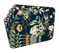 MG Design Set di 4 tovagliette in sughero - Flowers 1 - 30 × 40 cm - resistenti al calore, antiscivolo e facili da pulire, con base in sughero naturale