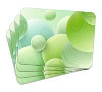 MG Design Set di 4 tovagliette in sughero - Green Bubbles - 30 × 40 cm - resistenti al calore, antiscivolo e facili da pulire, con base in sughero naturale