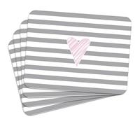 MG Design Set di 4 tovagliette in sughero - Heart 3 - 30 × 40 cm - resistenti al calore, antiscivolo e facili da pulire, con base in sughero naturale
