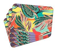 MG Design Set di 4 tovagliette in sughero - Leaf abstraction 7 - 30 × 40 cm - resistenti al calore, antiscivolo e facili da pulire, con base in sughero naturale
