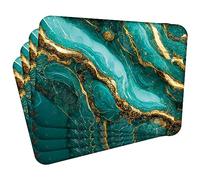 MG Design Set di 4 tovagliette in sughero - Magma green and gold 1 - 30 × 40 cm - resistenti al calore, antiscivolo e facili da pulire, con base in sughero naturale