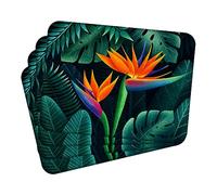 MG Design Set di 4 tovagliette in sughero - Tropical Flowers 1 - 30 × 40 cm - resistenti al calore, antiscivolo e facili da pulire, con base in sughero naturale