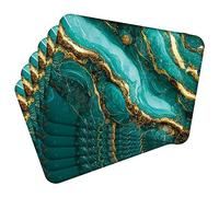 MG Design Set di 6 tovagliette in sughero - Magma green and gold 1 - 30 × 40 cm - resistenti al calore, antiscivolo e facili da pulire, con base in sughero naturale